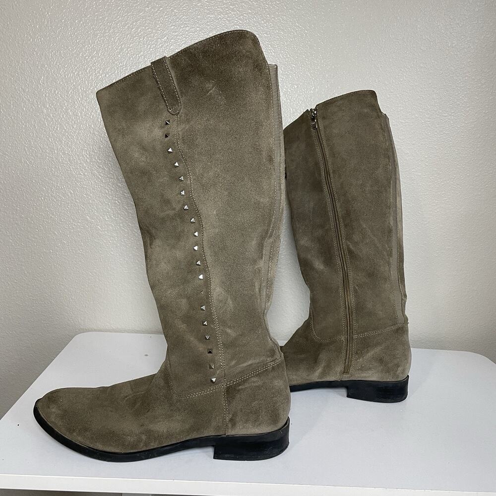 Marc Fisher Women’s 9.5 M Suede Studded Riding Boots Taupe